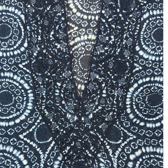 MICHAEL Michael Kors Print V-Neck Sheer Tunic with Beading Detail - Picture 12 of 12
